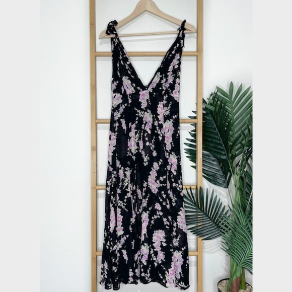SOLD Reformation Black Pink Floral Adularia Dress - Picture 2 of 14